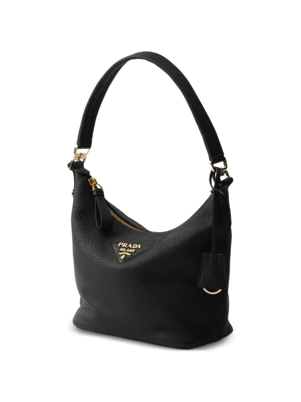 Prada Logo Plaque Leather Shoulder Bag