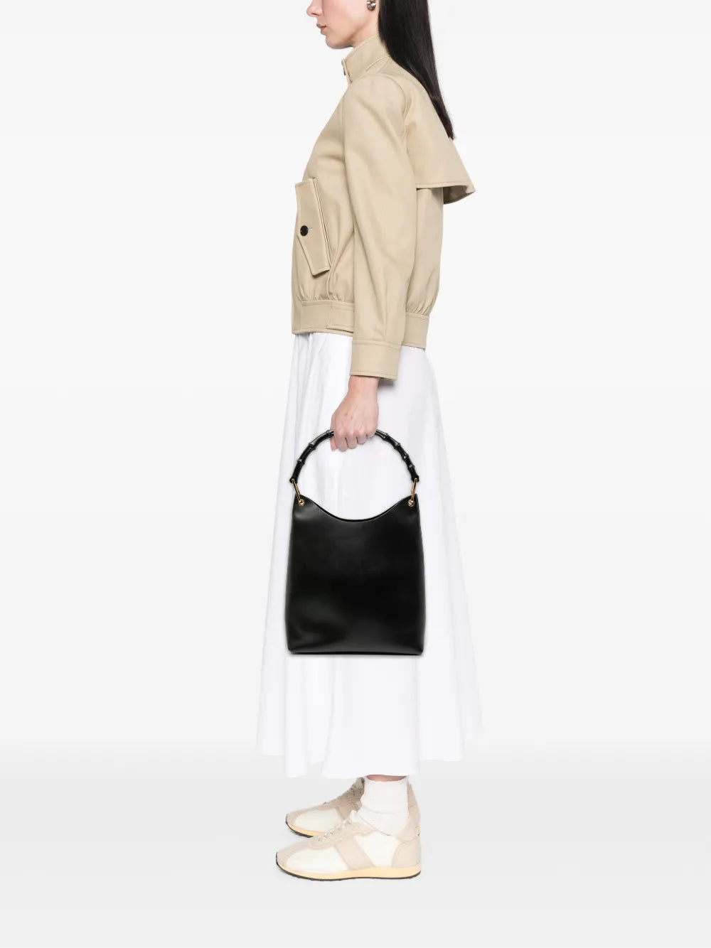 Gucci Pre Owned 20Th Century Leather Bamboo Shoulder Bag