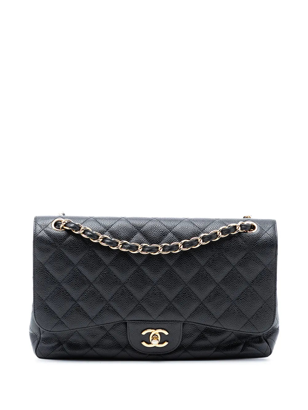 Chanel Pre Owned 2010 2011 Jumbo Classic Caviar Double Flap Shoulder Bag
