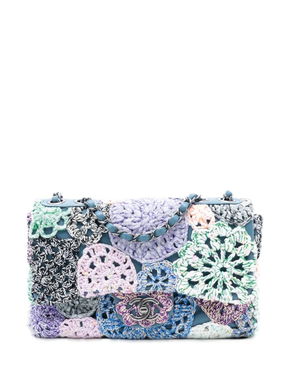 Chanel Pre Owned 2015 2016 Small Crochet Cotton Paris Seoul Crochet Work Flap Shoulder Bag