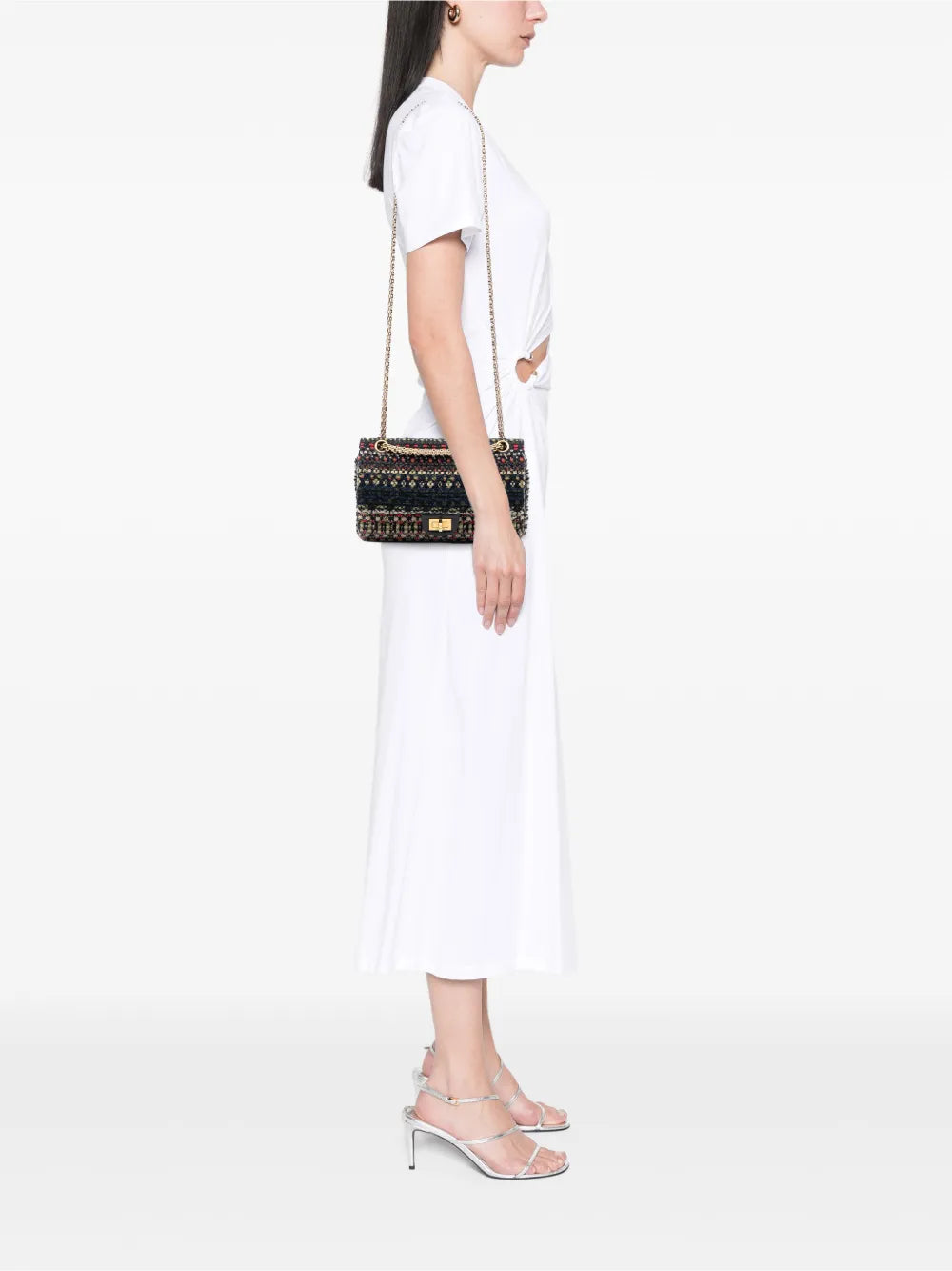 Chanel Pre Owned 2015 2016 Reissue 255 Quilted Tweed Double Flap 225 Shoulder Bag