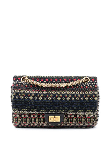 Chanel Pre Owned 2015 2016 Reissue 255 Quilted Tweed Double Flap 225 Shoulder Bag