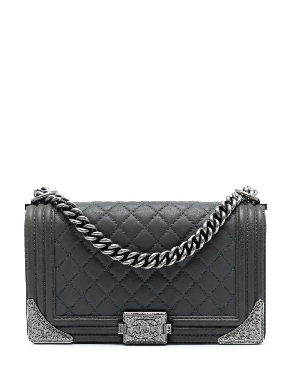 Chanel Pre Owned 2014 Paris Dallas Old Medium Quilted Calfskin Cowboy Boy Flap Shoulder Bag