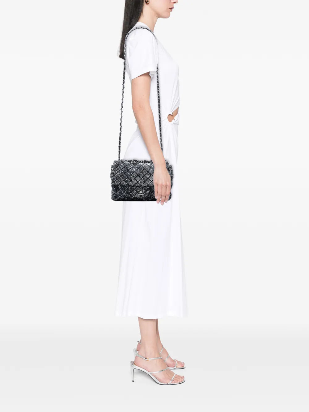 Chanel Pre Owned 2012 2013 Medium Cc Quilted Lambskin Sequin Single Flap Shoulder Bag