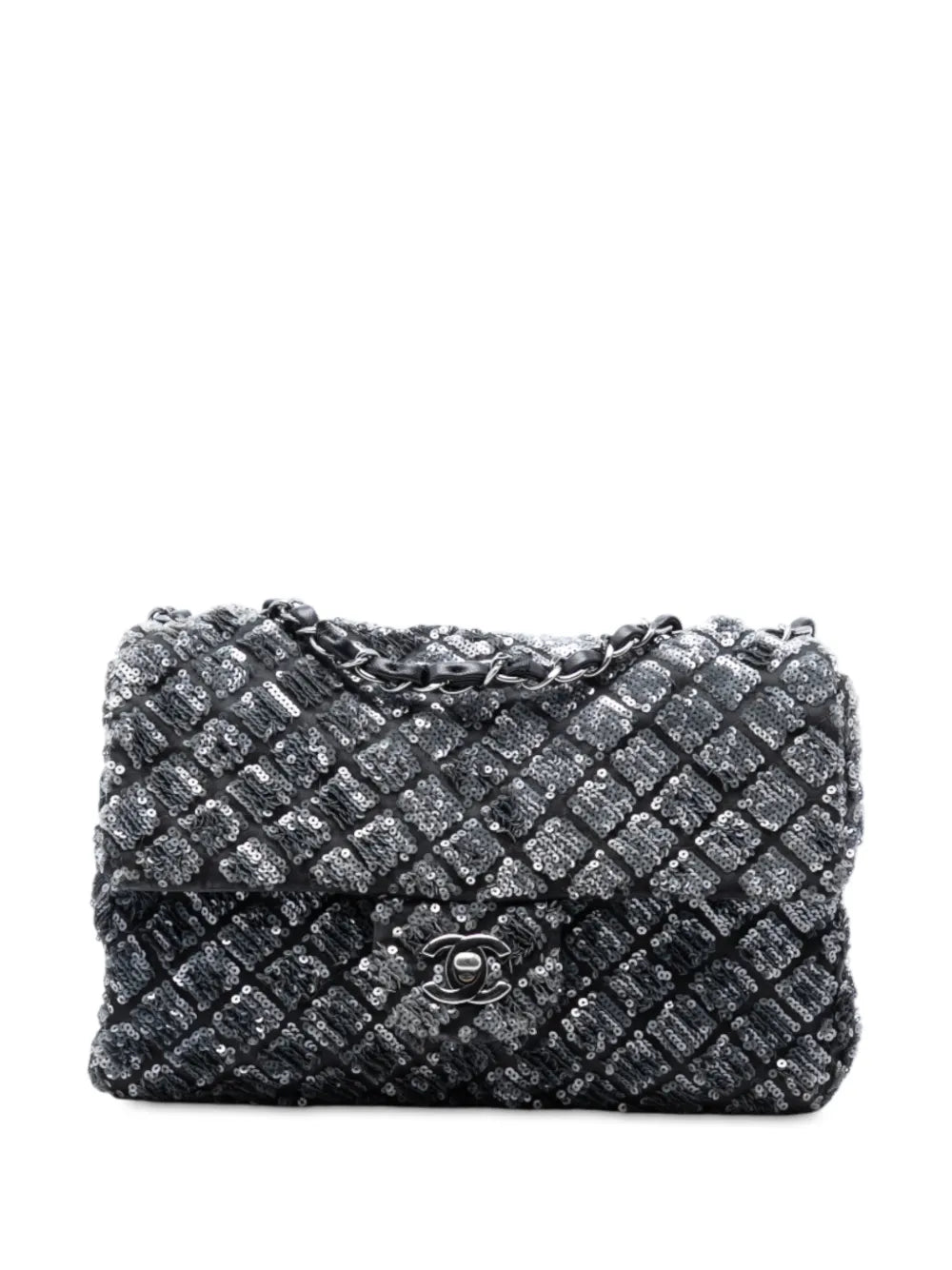 Chanel Pre Owned 2012 2013 Medium Cc Quilted Lambskin Sequin Single Flap Shoulder Bag
