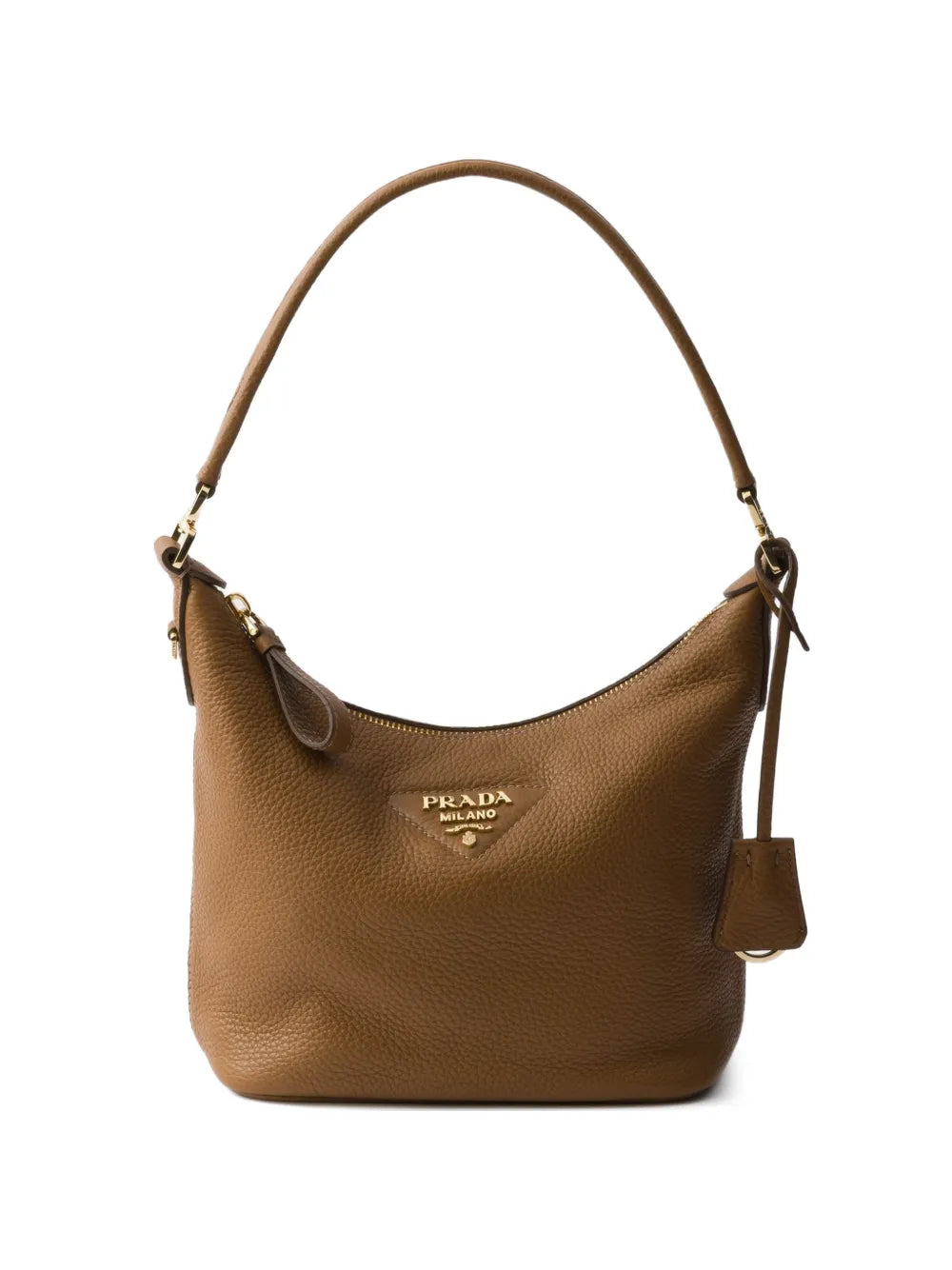 Prada Logo Plaque Leather Shoulder Bag