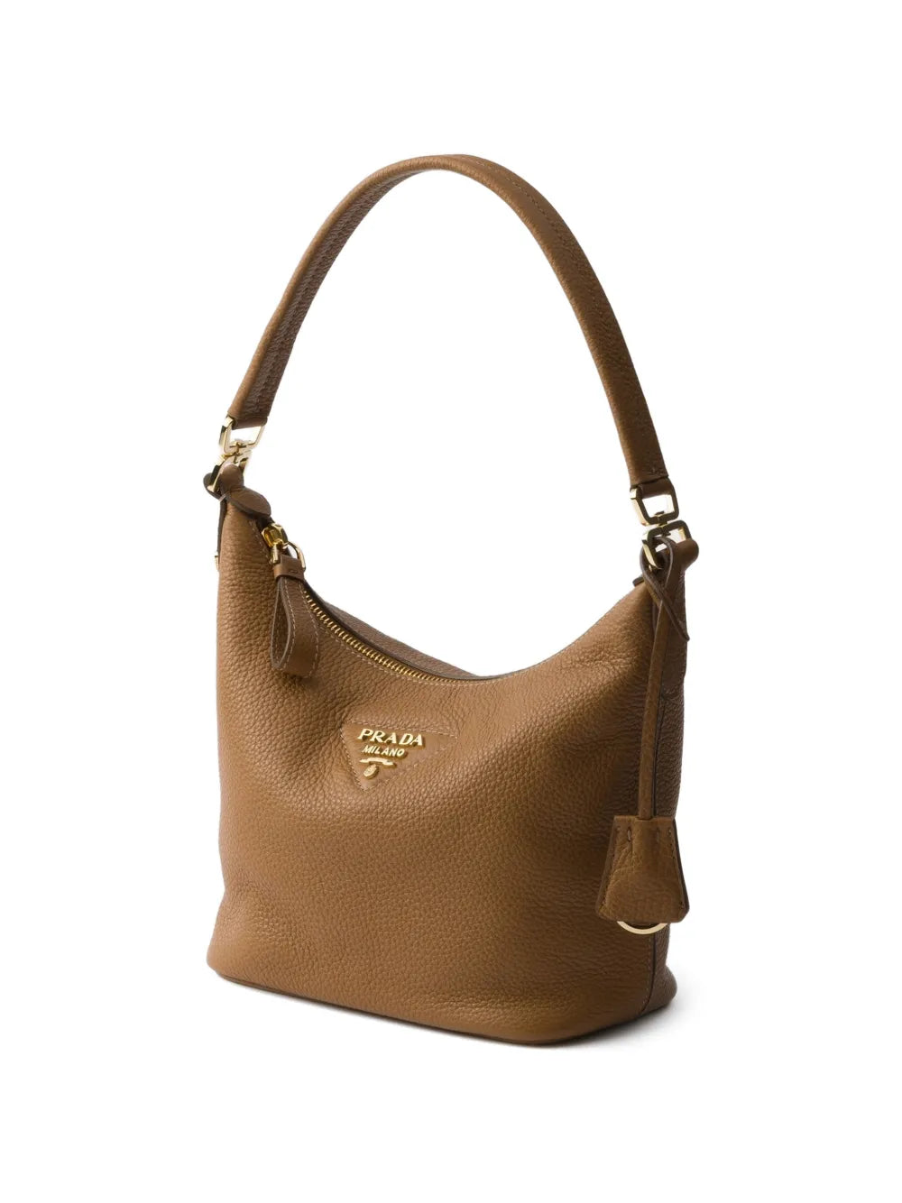 Prada Logo Plaque Leather Shoulder Bag