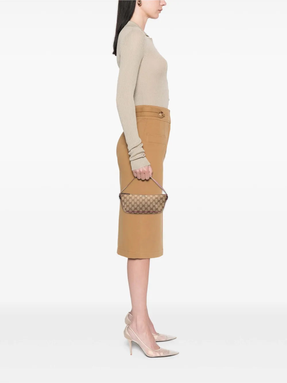 Gucci Pre Owned 2000 2015 Gg Canvas Web Boat Shoulder Bag