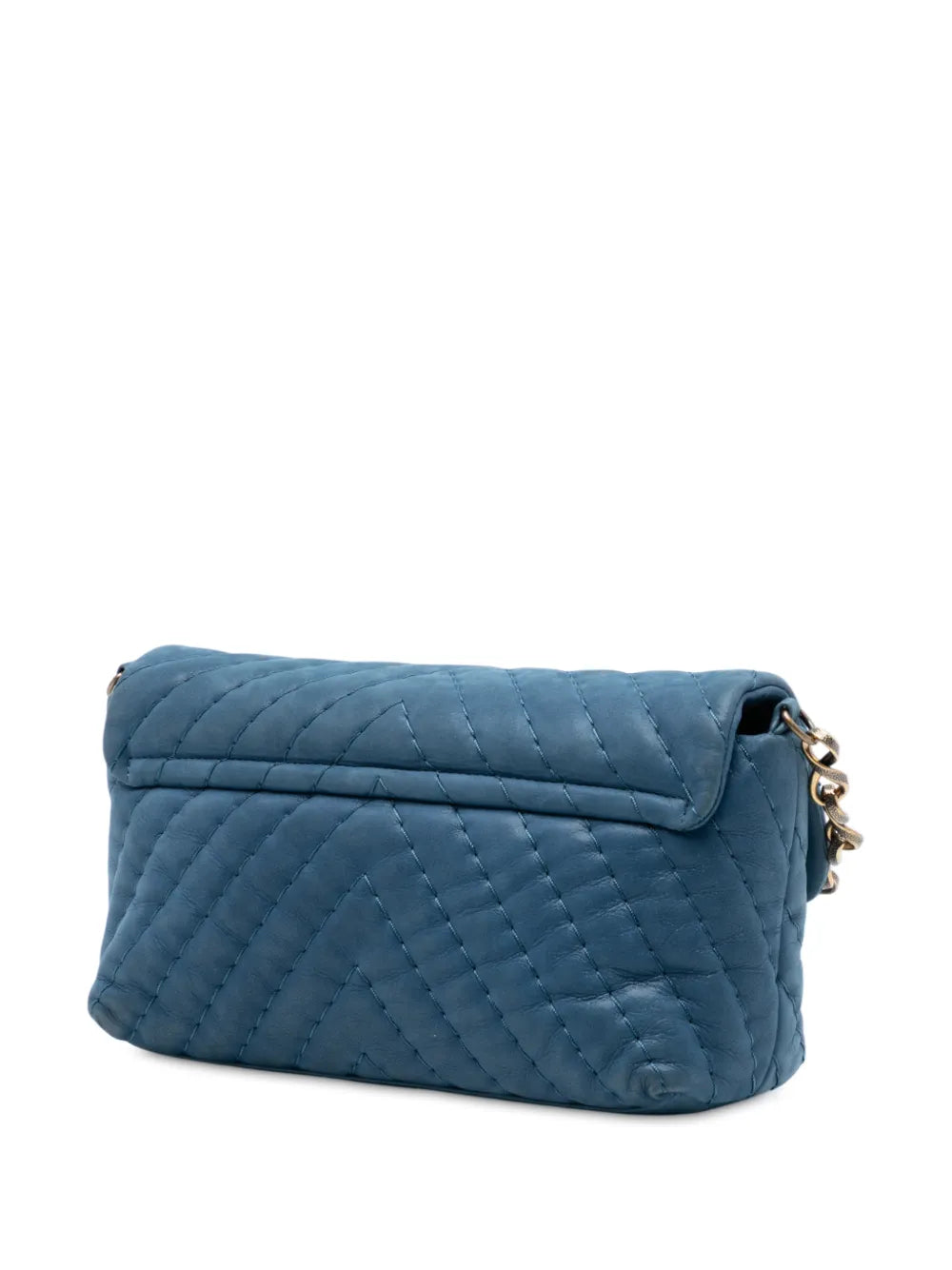 Chanel Pre Owned 2010 2011 Medium Chevron Iridescent Calfskin Surpique Flap Shoulder Bag