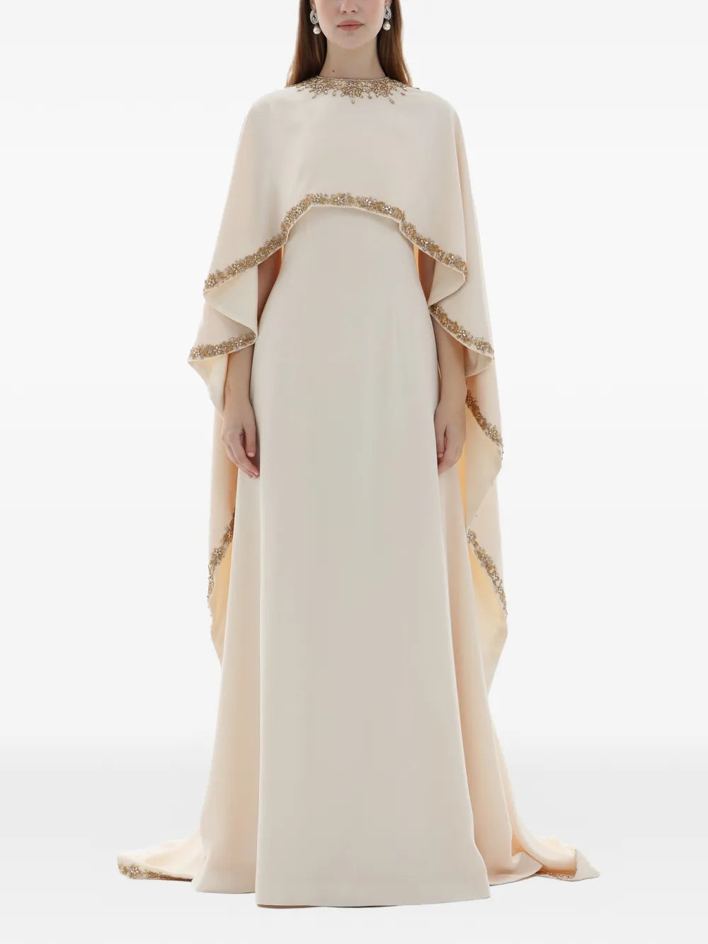 Dina Melwani Cape Maxi Dress