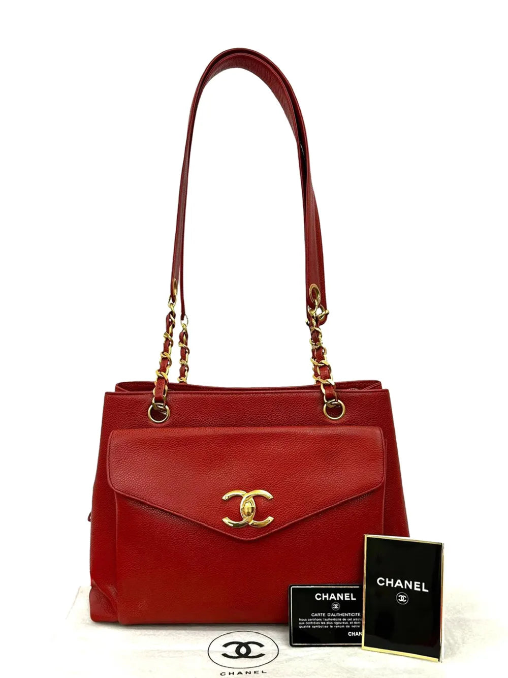 Chanel Pre Owned 1994 1996 Cc Caviar Front Pocket Shoulder Bag