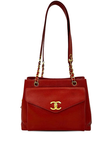 Chanel Pre Owned 1994 1996 Cc Caviar Front Pocket Shoulder Bag