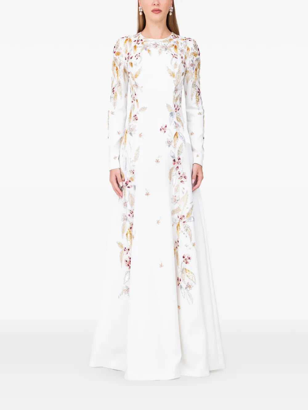 Dina Melwani Floral Embellished Dress