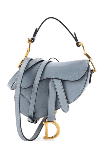 Christian Dior Pre Owned Saddle Handbag With Strap Leather Micro Shoulder Bag