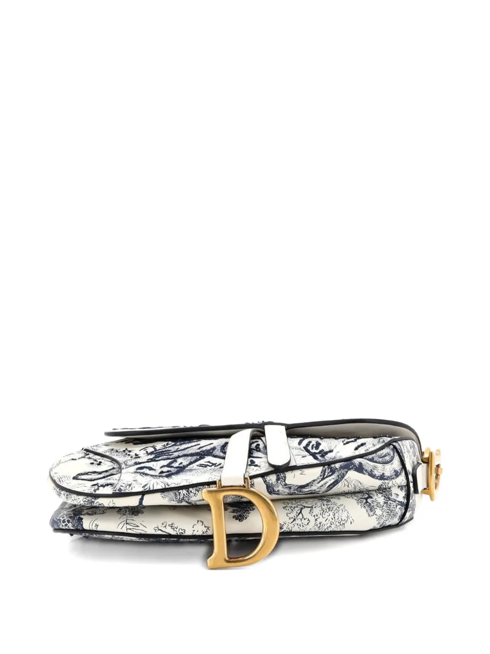 Christian Dior Pre Owned Toile De Jouy Saddle Bag Embroidered Leather Medium Shoulder Bag