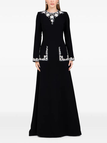 Dina Melwani Long Sleeves Maxi Dress