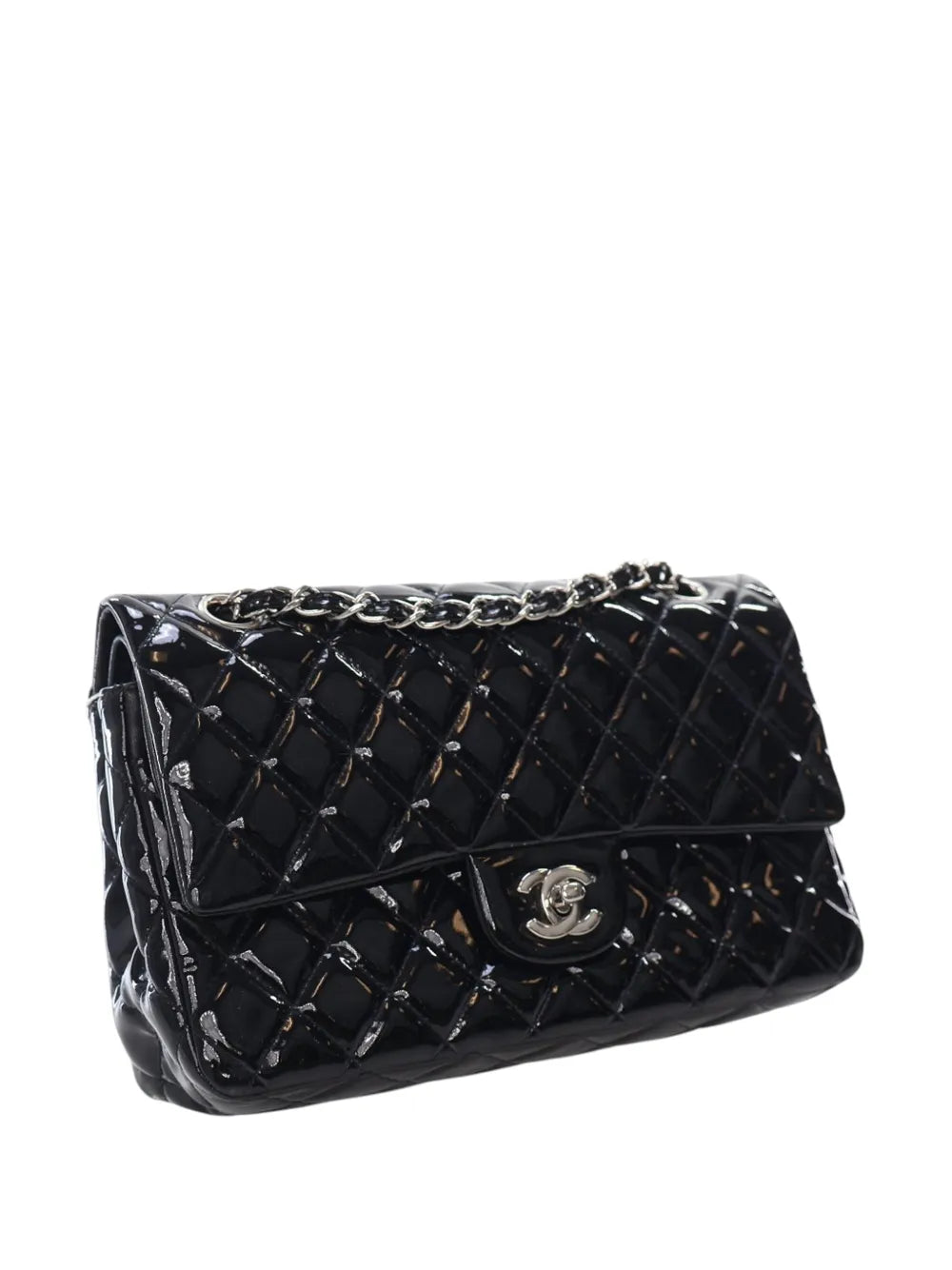Chanel Pre Owned 2010 2011 Medium Classic Patent Double Flap Shoulder Bag