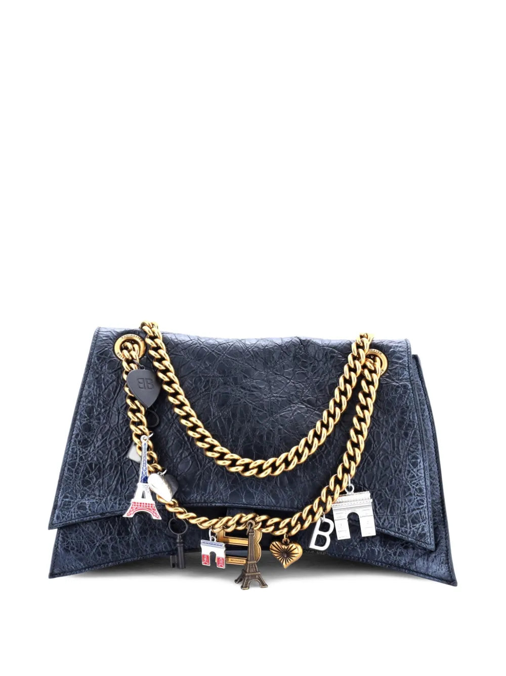 Balenciaga Pre Owned Crush Charm Chain Flap Bag Leather Medium Shoulder Bag
