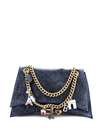 Balenciaga Pre Owned Crush Charm Chain Flap Bag Leather Medium Shoulder Bag