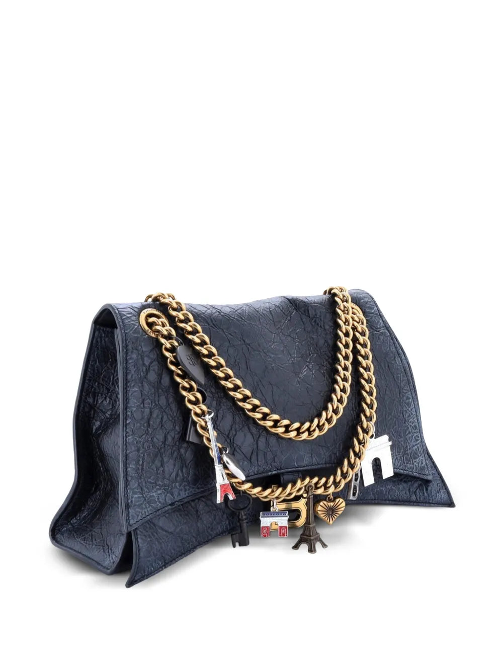 Balenciaga Pre Owned Crush Charm Chain Flap Bag Leather Medium Shoulder Bag
