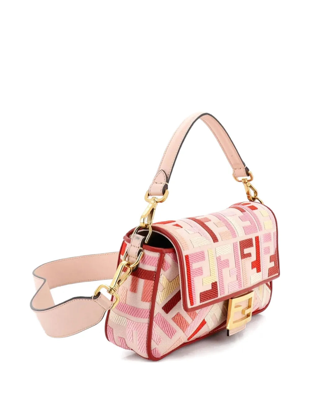 Fendi Pre Owned Baguette Nm Bag Zucca Embroidered Canvas Medium Shoulder Bag
