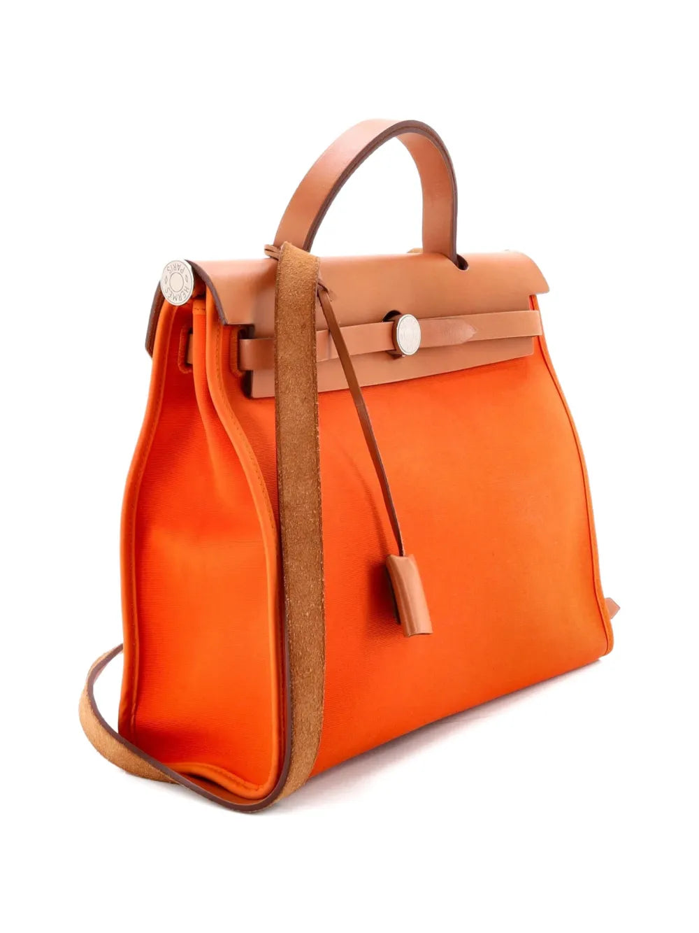 Hermes Pre Owned Herbag Zip Leather And Toile 31 Shoulder Bag