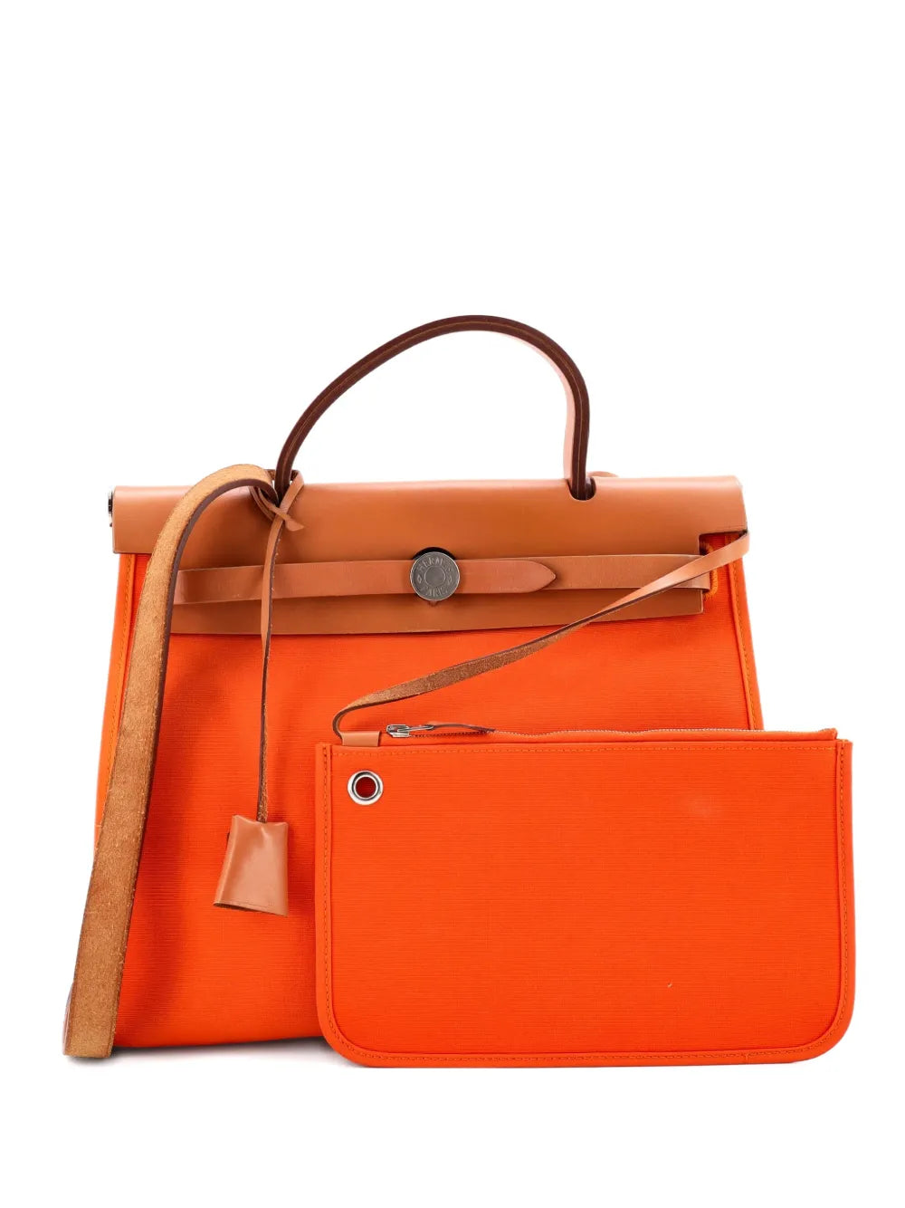 Hermes Pre Owned Herbag Zip Leather And Toile 31 Shoulder Bag