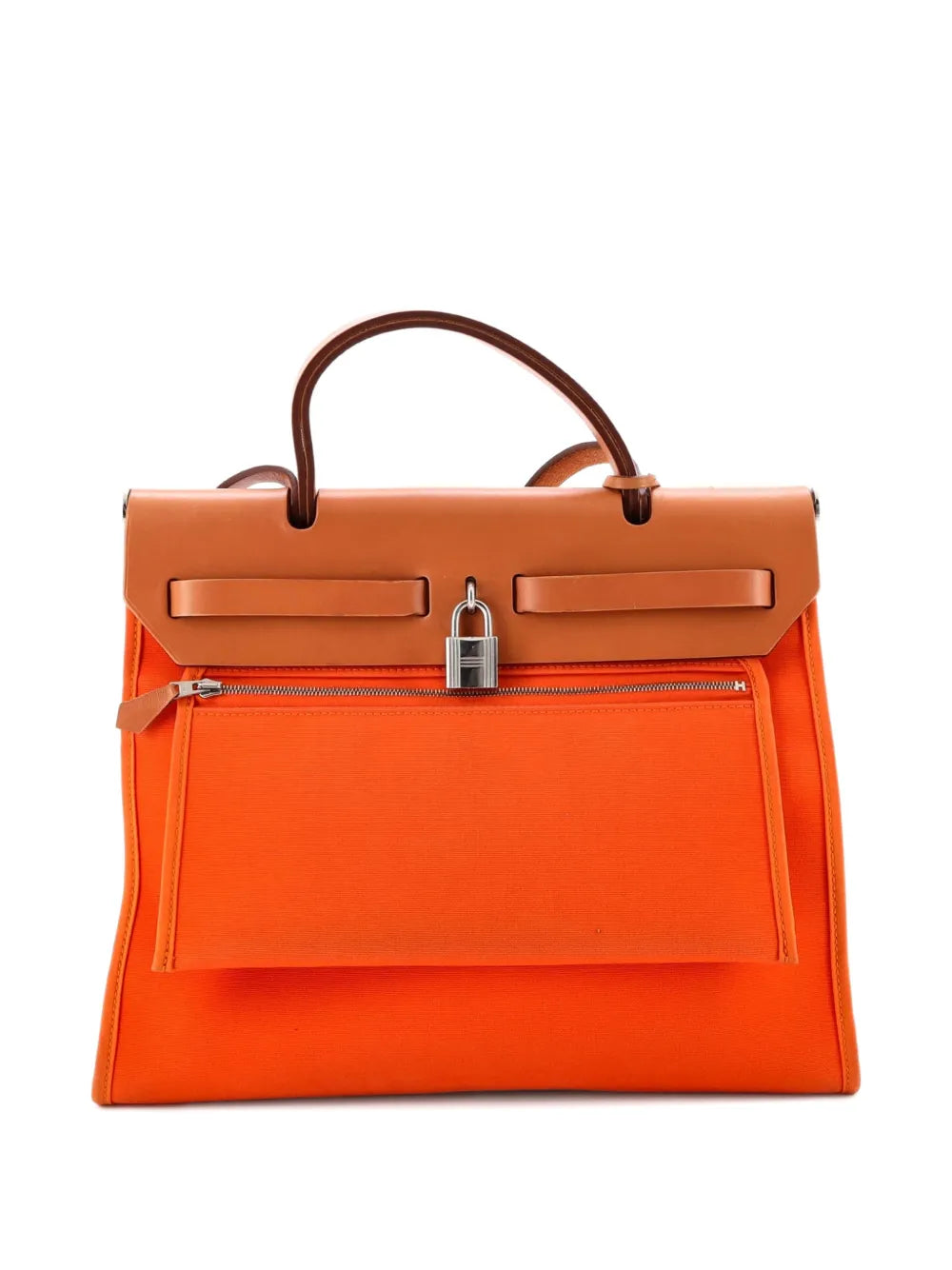 Hermes Pre Owned Herbag Zip Leather And Toile 31 Shoulder Bag