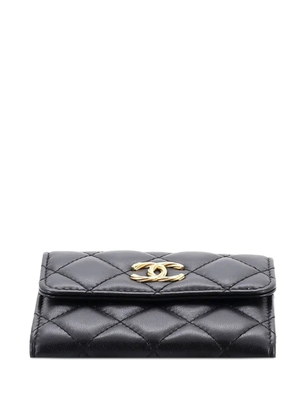 Chanel Pre Owned Card Holder With Padded Chain Strap Quilted Lambskin Shoulder Bag