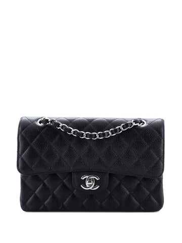 Chanel Pre Owned Classic Double Flap Bag Quilted Caviar Small Shoulder Bag