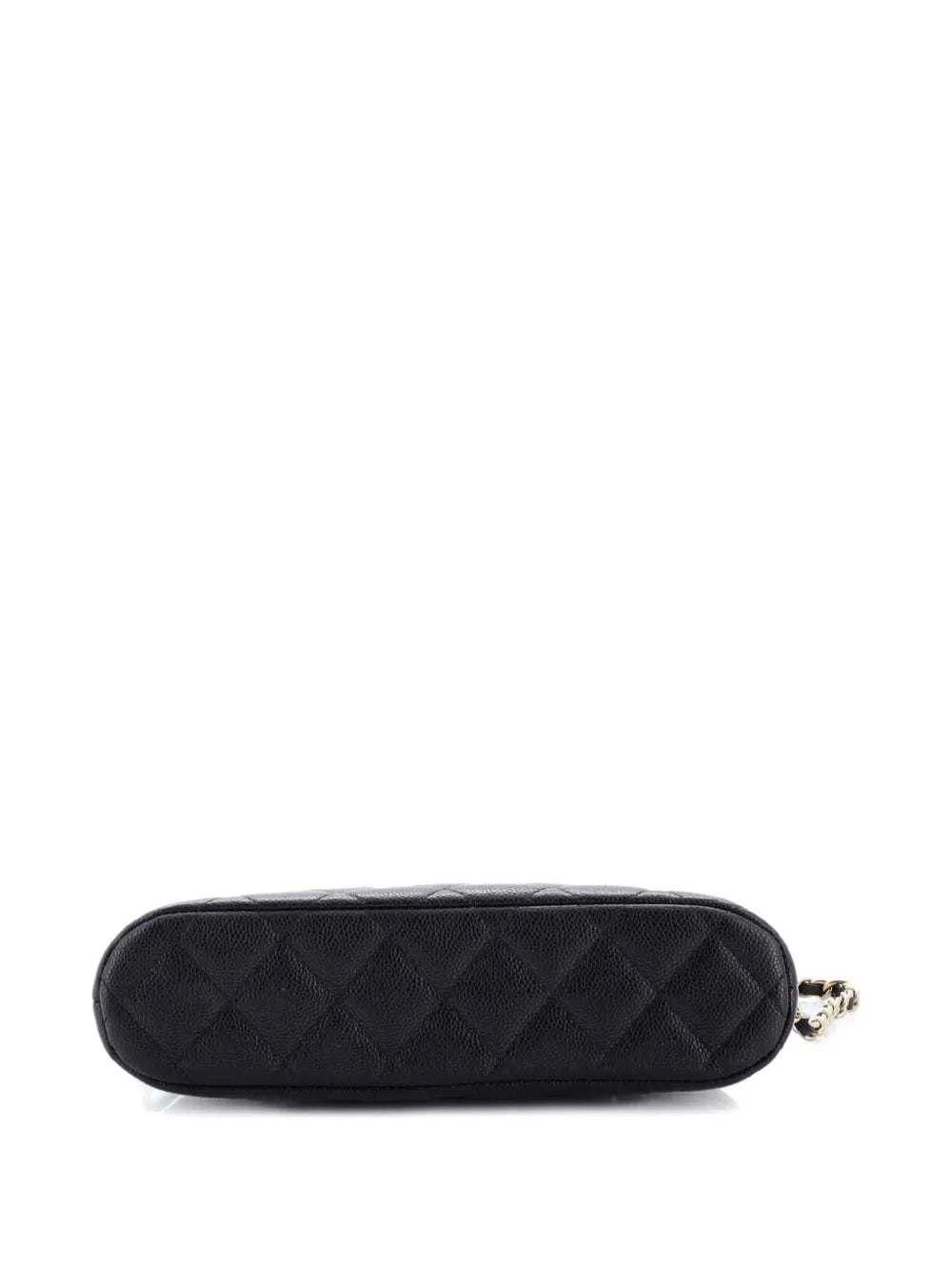 Chanel Pre Owned Cc Dome Zip Clutch With Chain Quilted Caviar Small Shoulder Bag