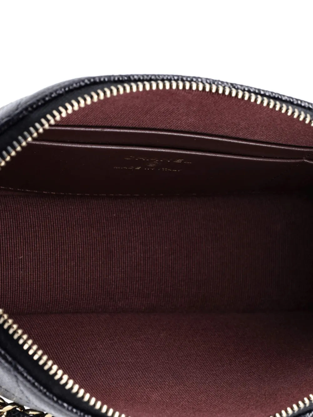 Chanel Pre Owned Cc Dome Zip Clutch With Chain Quilted Caviar Small Shoulder Bag