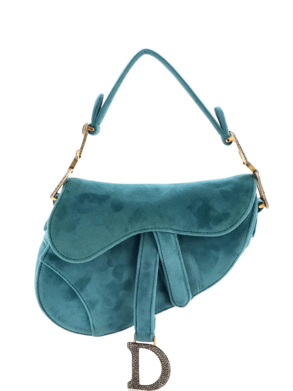 Christian Dior Pre Owned Saddle Handbag Velvet With Crystals Mini Shoulder Bag