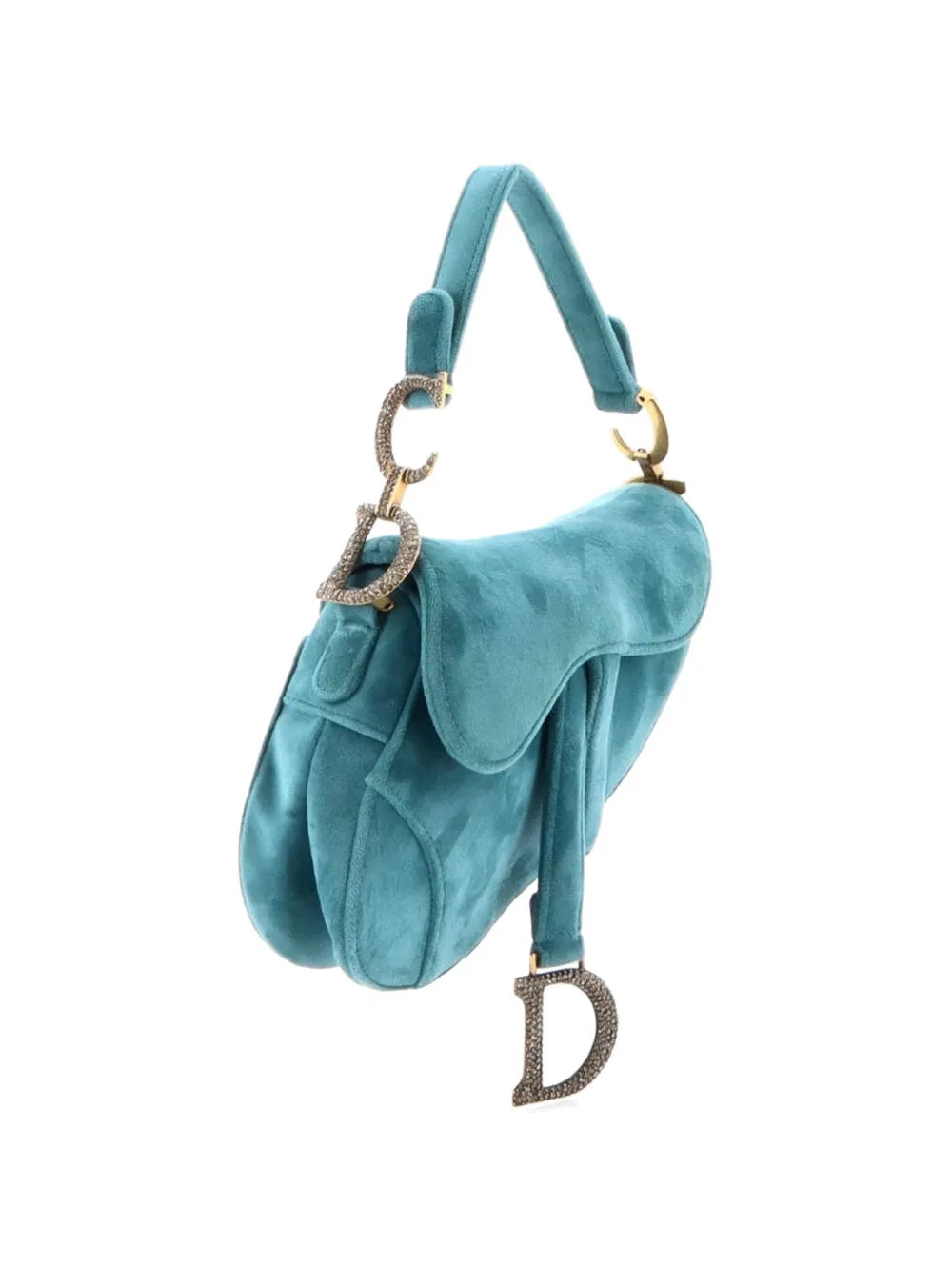 Christian Dior Pre Owned Saddle Handbag Velvet With Crystals Mini Shoulder Bag