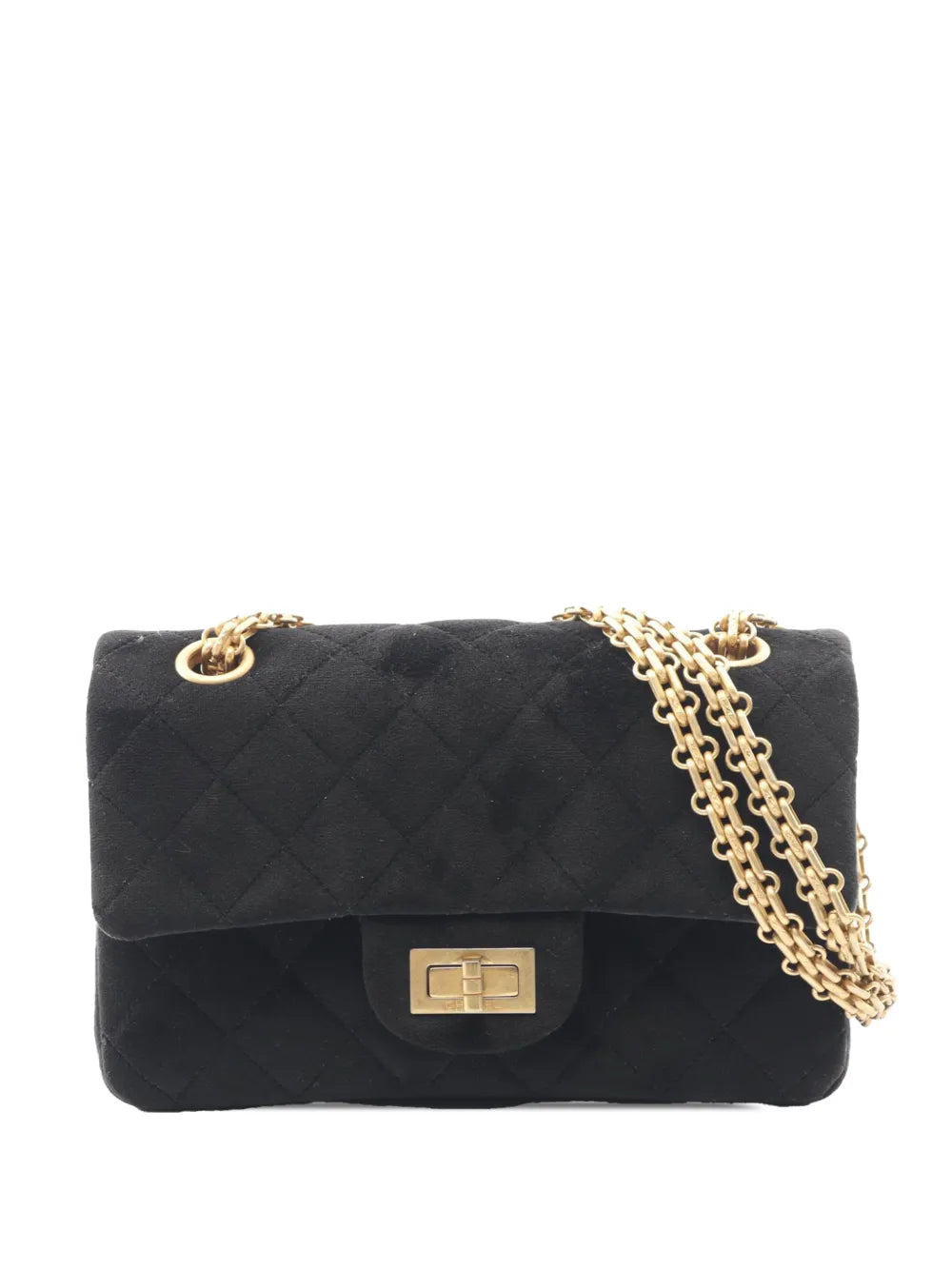 Chanel Pre Owned 2019 Reissue 255 Quilted Velvet Single Flap Shoulder Bag