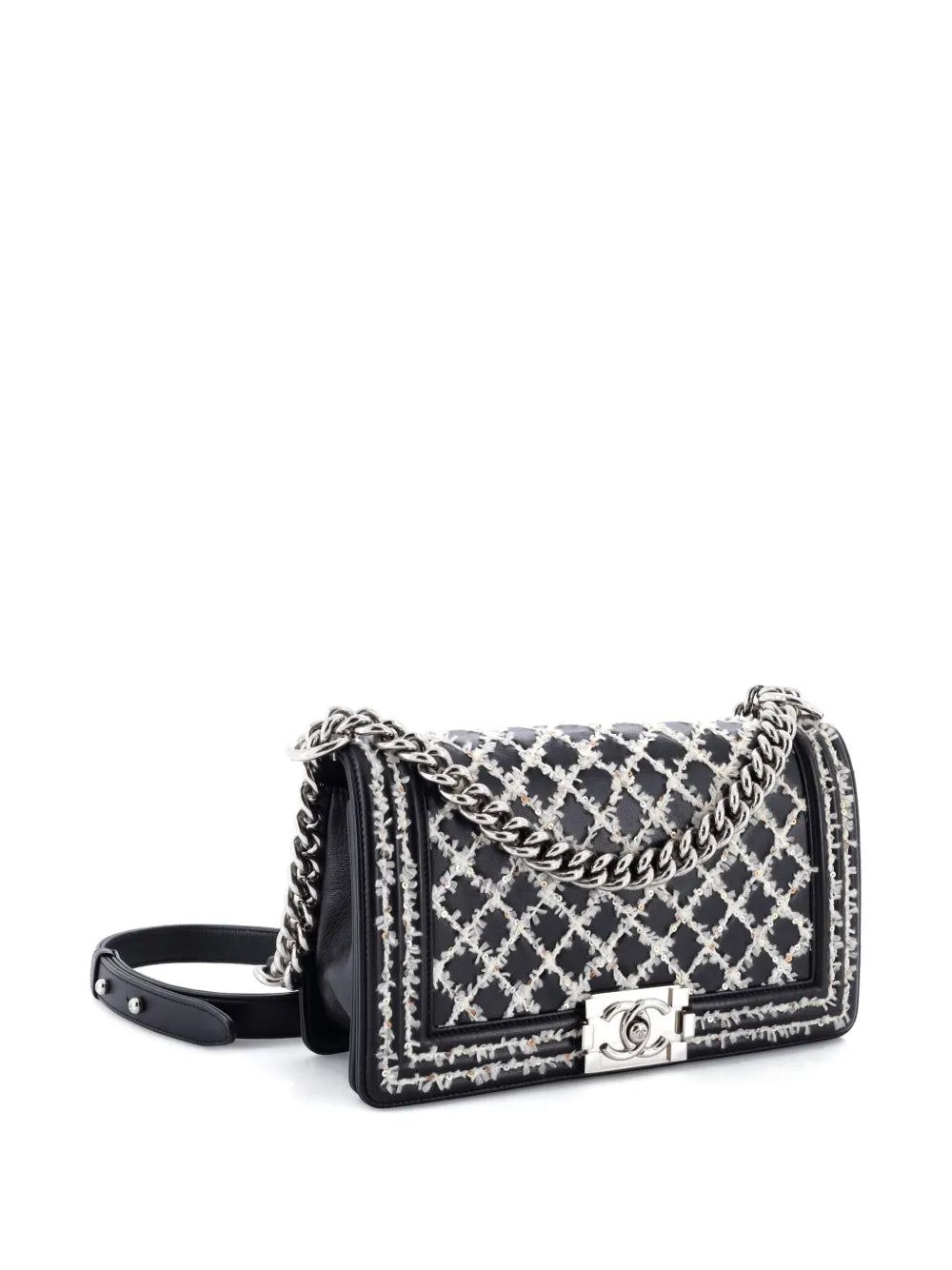 Chanel Pre Owned Boy Flap Bag Sequin Quilted Calfskin Old Medium Shoulder Bag