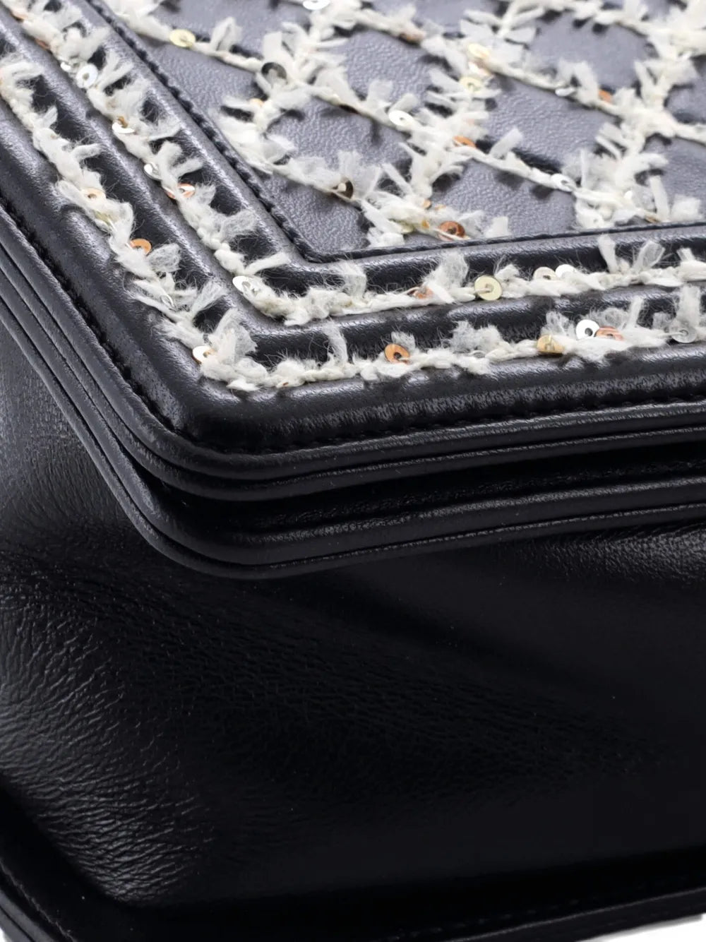 Chanel Pre Owned Boy Flap Bag Sequin Quilted Calfskin Old Medium Shoulder Bag
