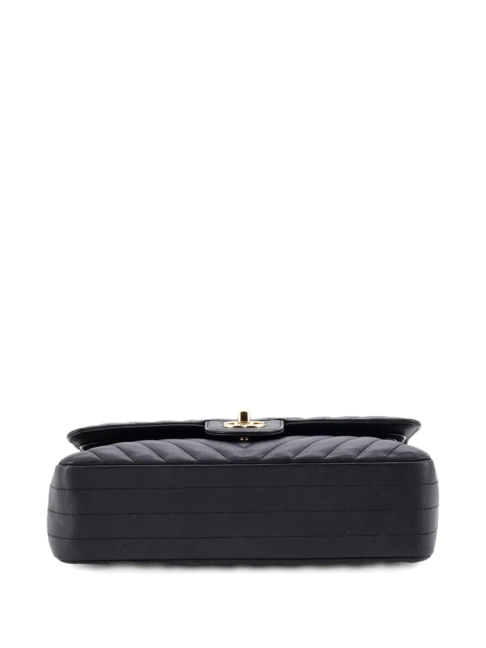 Chanel Pre Owned Classic Double Flap Bag Chevron Caviar Medium Shoulder Bag