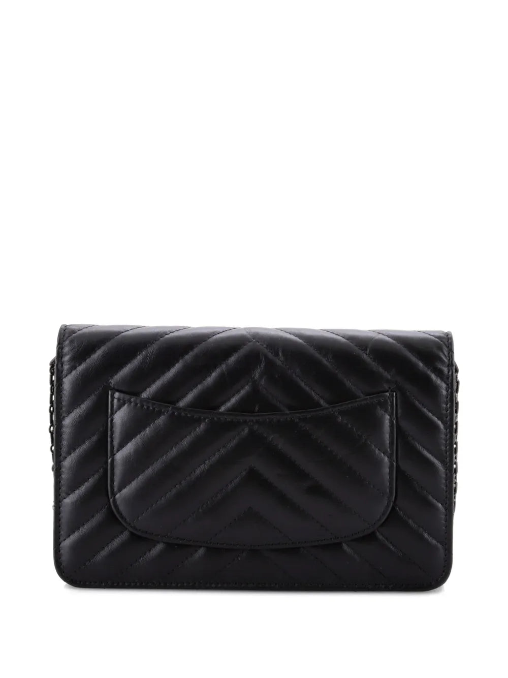 Chanel Pre Owned So Black Reissue 255 Wallet On Chain Chevron Sheepskin Shoulder Bag