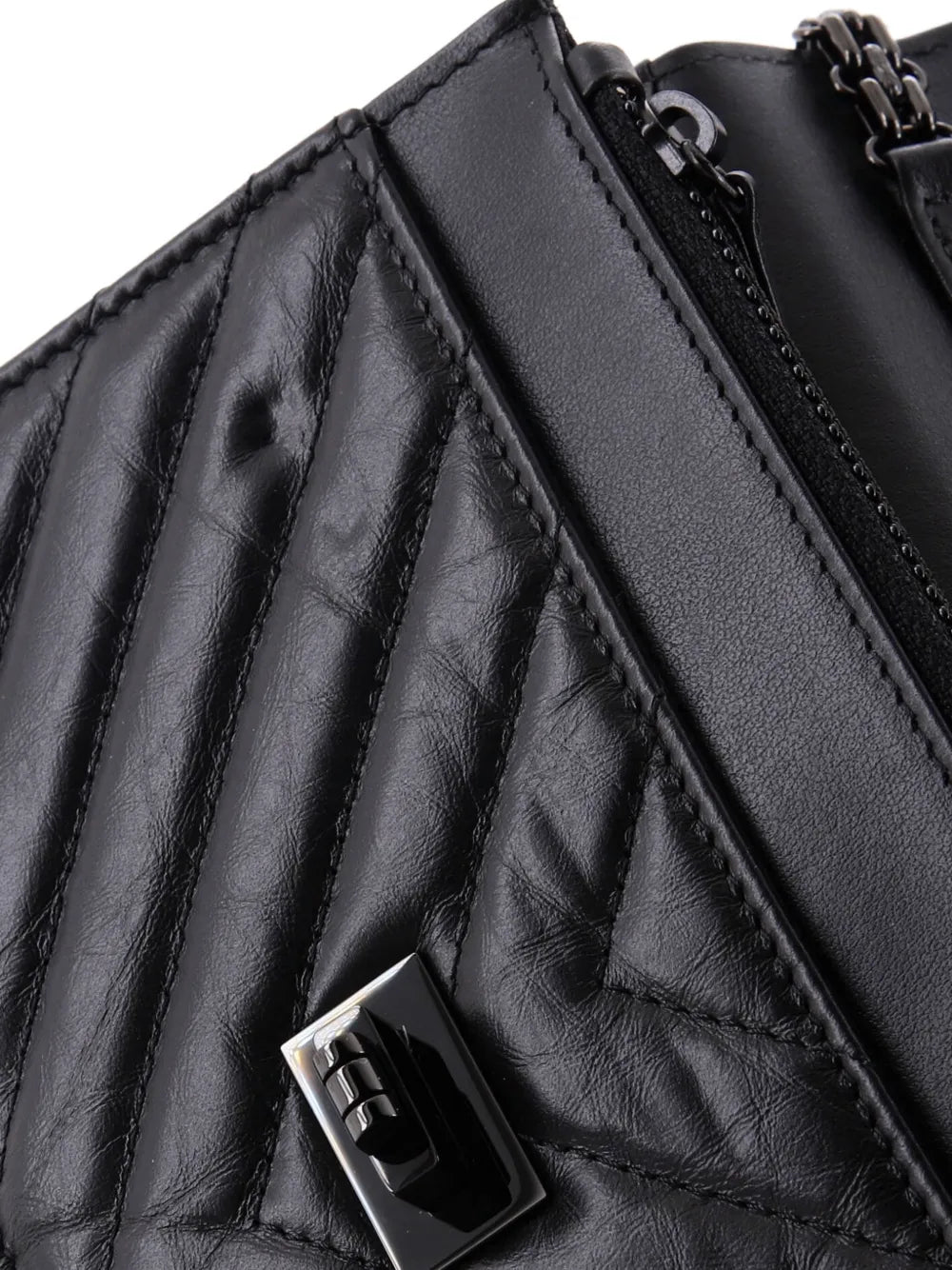 Chanel Pre Owned So Black Reissue 255 Wallet On Chain Chevron Sheepskin Shoulder Bag