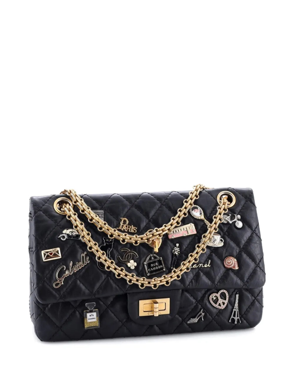 Chanel Pre Owned Lucky Charms Reissue 255 Flap Bag Quilted Aged Calfskin 225 Shoulder Bag