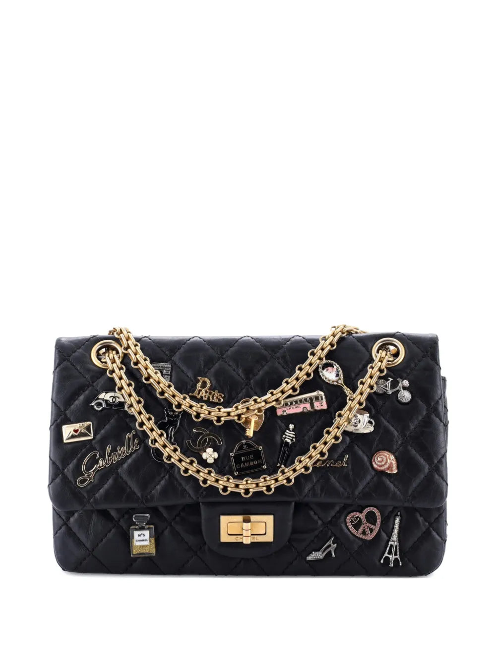 Chanel Pre Owned Lucky Charms Reissue 255 Flap Bag Quilted Aged Calfskin 225 Shoulder Bag