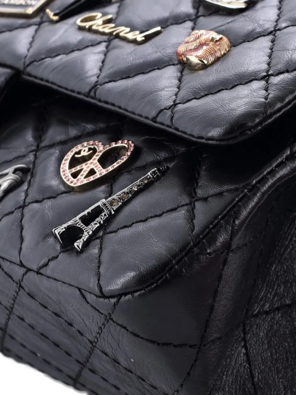 Chanel Pre Owned Lucky Charms Reissue 255 Flap Bag Quilted Aged Calfskin 225 Shoulder Bag