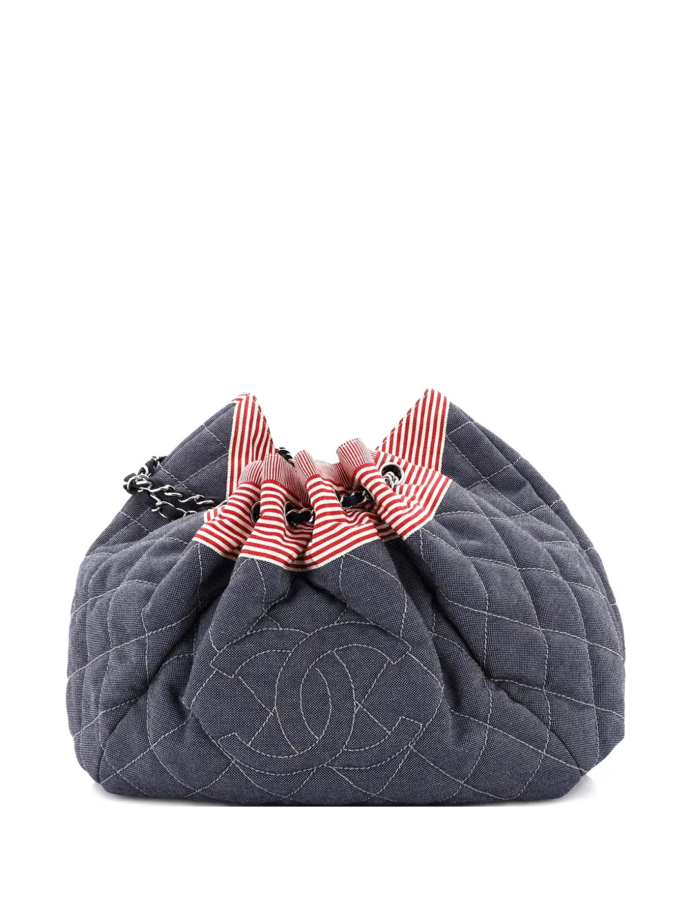 Chanel Pre Owned Stretch Spirit Cabas Quilted Denim Large Shoulder Bag