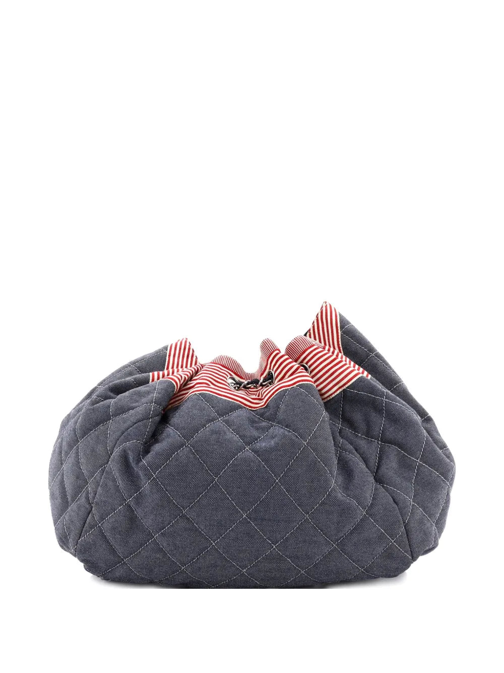 Chanel Pre Owned Stretch Spirit Cabas Quilted Denim Large Shoulder Bag