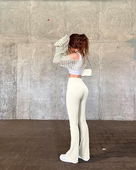 Casual Yoga Pants Stripe Pant Ladies Beige
